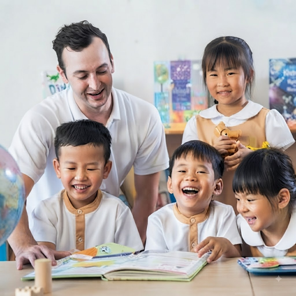 Mr. Andrew with students